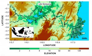 Overview of the Mahakam River system showing position of Lake Semayang (modified from Vermeulen et al., 2014)