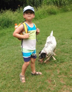 Micah and Santa, Maris Park, Fig Tree Pocket, Brisbane (February 2017)