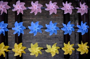 Toy windmills, tourist park, north of Xuzhou, China