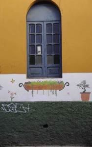 Painted wall and window, Bogotá, Colombia.