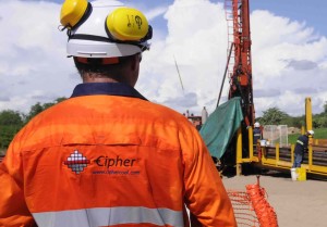 Cipher Associate Chris Nelson at drill site in Mozambique