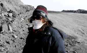 Aretha Christie (Cipher) assisting in sampling at a very cold coal mine in Inner Mongolia. 